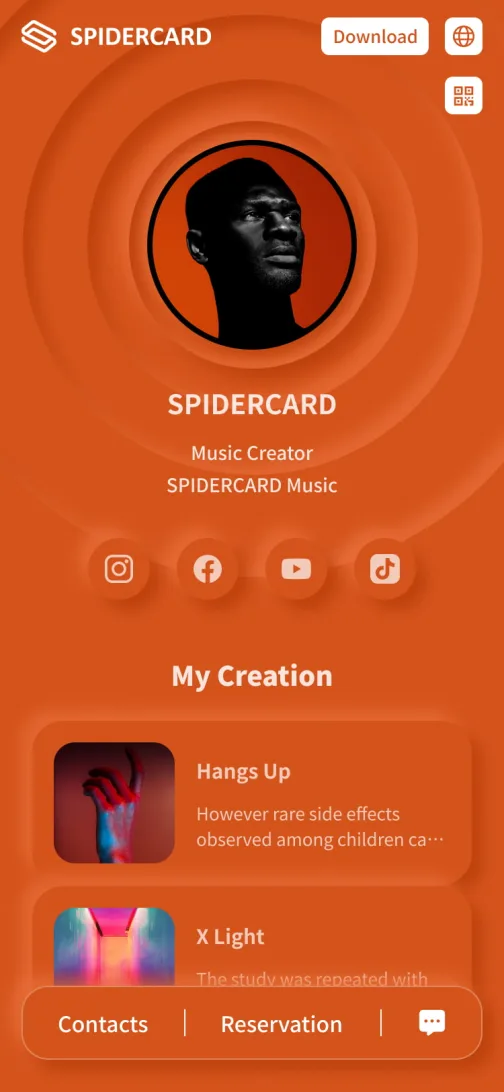 Unlimited creativity - digital business card template for creative professionals