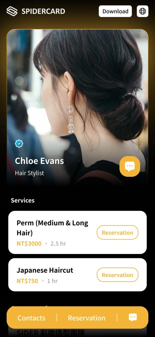 Pro Services - digital business card template with online booking support